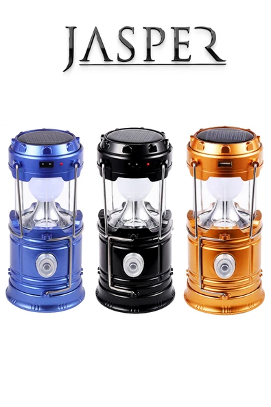 Jasper JPR-5800 Katlanabilir Kızaklı Güneş Enerjili Şarj Kablolu Ledli Kamp Piknik  Lambası