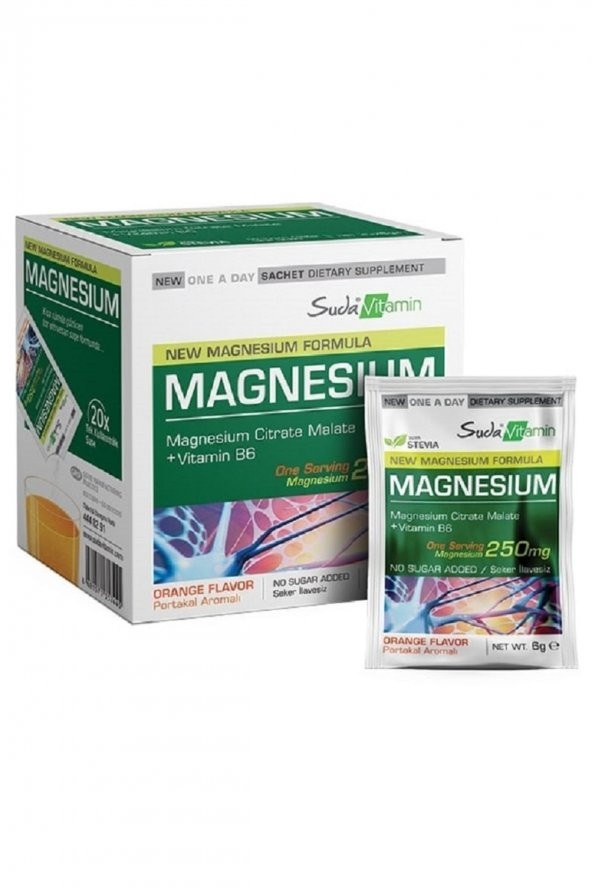 Suda vitamin Magnesium Shot Portakal Aromalı 20x6g