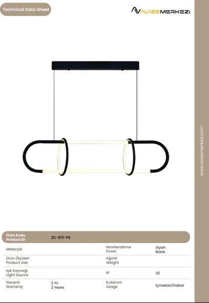 MODERN YEMEK MASASI AVİZE ZC-571-YS - Resim 4