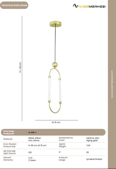 TEKLİ LEDLİ AVİZE A-515-1 - 4