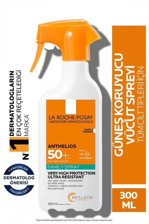 La Roche Posay Anthelios Family Spray Spf+50 Tüm Cilt Tipleri Için Vücut Güneş Kremi