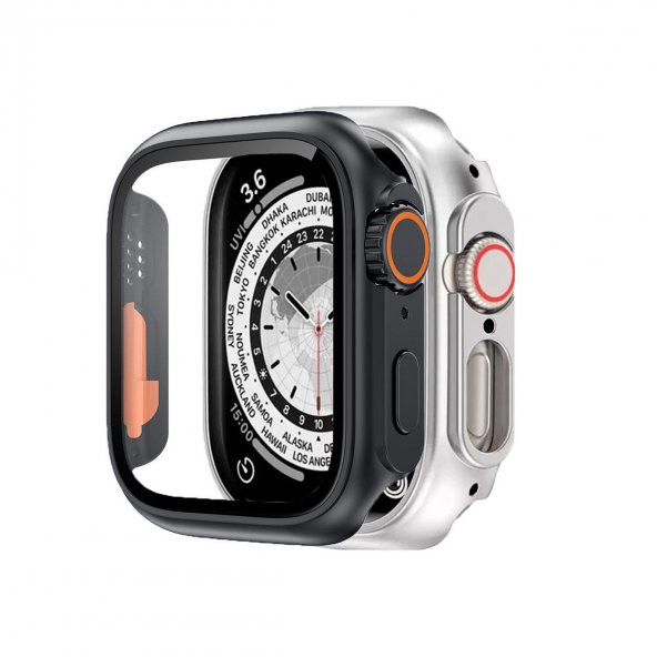 BİNANO APPLE WATCH 41MM ULTRA DÖNÜŞTÜRÜCÜ SİYAH KASA VE EKRAN KORUYUCU