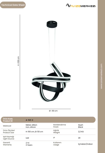 LEDLİ AVİZE A-521-2S - Resim 3