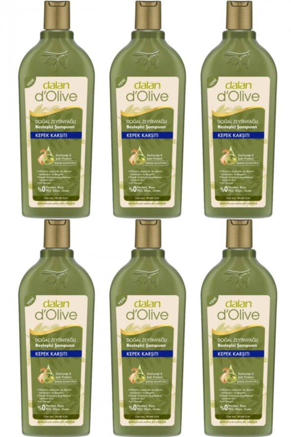 Dalan Doğal Zeytinyağlı Kepek Karşıtı Besleyici Şampuan 400 Ml 6 Adet