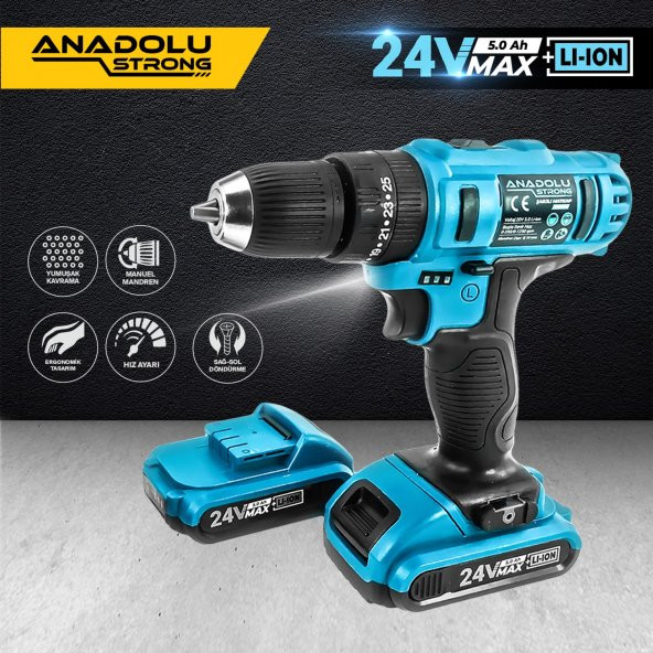 Anadolu Strong 24 w Darbeli Matkap ve Dekupaj Testere Seti 5 adet Uç Eldiven Hediyeli - 5