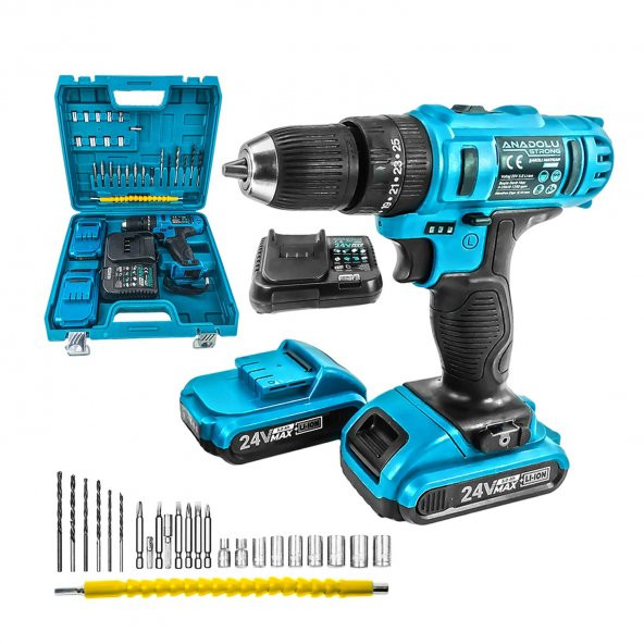 Anadolu Strong 24 w Darbeli Matkap ve Dekupaj Testere Seti 5 adet Uç Eldiven Hediyeli - 7