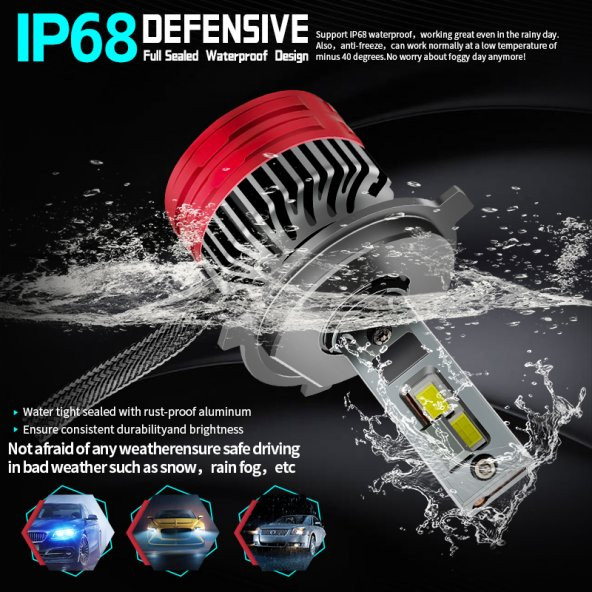 Led far ampulü canbus 110W 22000LM Beyaz Işık H4 12-30V / LAAM920 - Resim 4