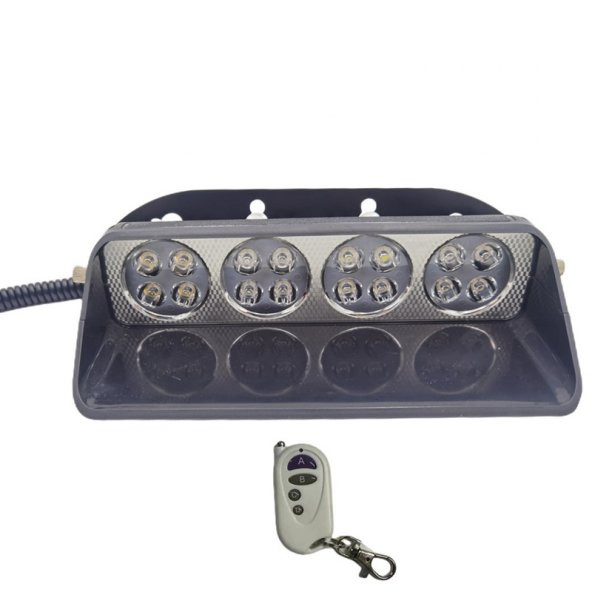 Cam İçi Çakar Lamba Uzaktan Kumandalı 16 Led 24W 12V Kırmızı-Mavi / LAPA520 - 8