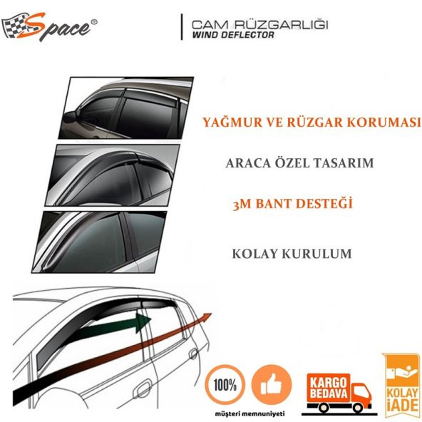 Space Cam Rüzgarlığı 1.2mm Honda Civic 2012 4lü Set / CARU360