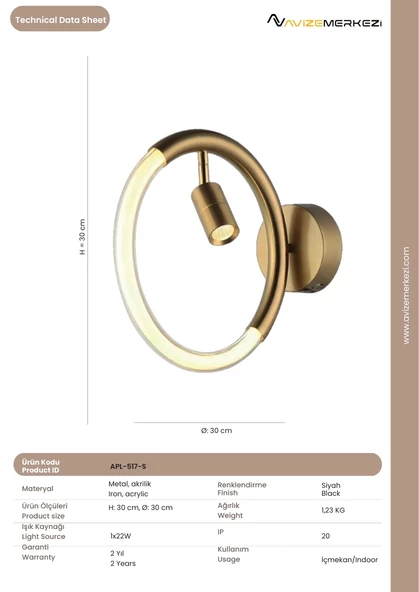 APL-517-S Siyah Modern Aplik - 2
