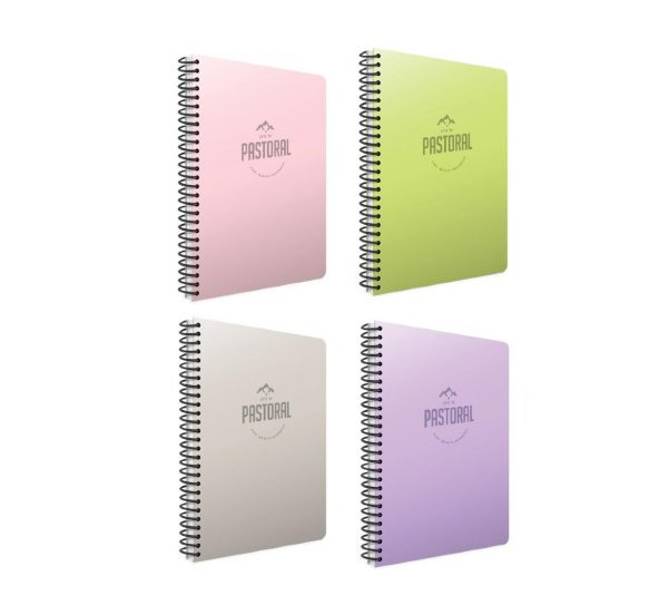 Gıpta Pastoral 17x24 72 Yaprak Plastik Kapak Spiralli Defter Kareli 4 Adet
