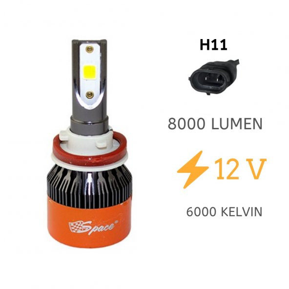 Space Led Far Ampulü Beyaz 28W 12V 3200LM H11 / LAAM92 ürün görseli 1