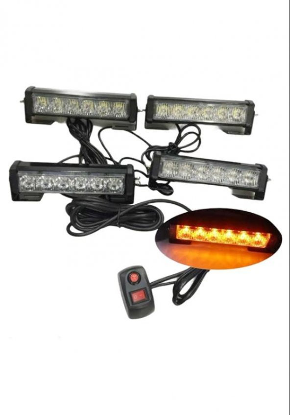 Çakar Lamba Power Ledli 4'lü Kırmızı-Beyaz/Mavi-Beyaz 12V/ LAPA194 ürün görseli 1