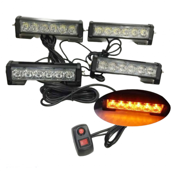 Çakar Lamba Power Ledli 4'lü Kırmızı-Beyaz/Mavi-Beyaz 12V/ LAPA194 - Resim 2