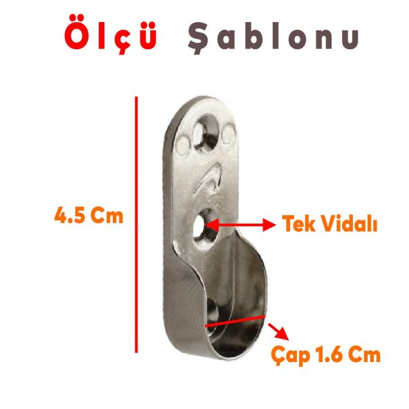 Askı Flanşı Oval Dolap Boru Sabitleme Kıyafet Elbise Askı Flanş Aparatı Krom 45 mm (2 ADET) - 2