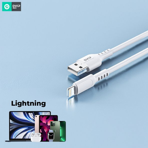 DVIP L13 6A 110W UsbA to Lightning Data ve Hızlı Şarj Kablosu 1M Beyaz - 2