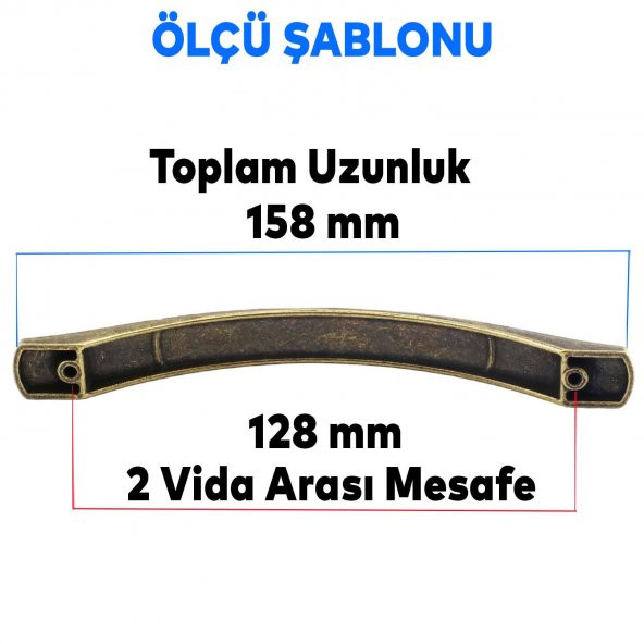 Mobilya Banyo Mutfak Dolabı Çekmece Dolap Kapak Kulpu Kulbu Antik Sarı128 mm Metal Kulp - 2