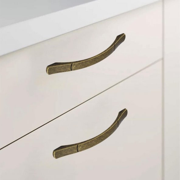 Mobilya Banyo Mutfak Dolabı Çekmece Dolap Kapak Kulpu Kulbu Antik Sarı128 mm Metal Kulp - 3