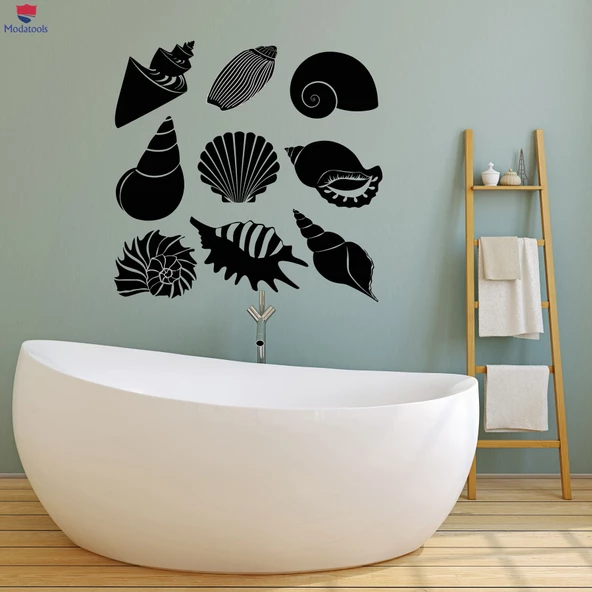 Banyo Dekoratif Duvar Sticker Banyo Dekor Sahil Evi Kabukları Deniz Tarzı Çıkartmalar