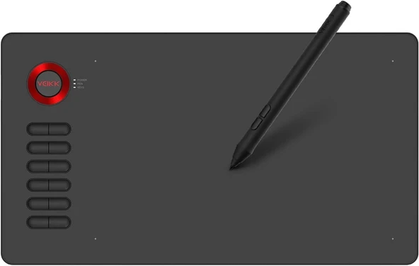VEIKK A15 10x6 Inc Çizim Tableti, 12 Kısayol Tuşlu - Kırmızı
