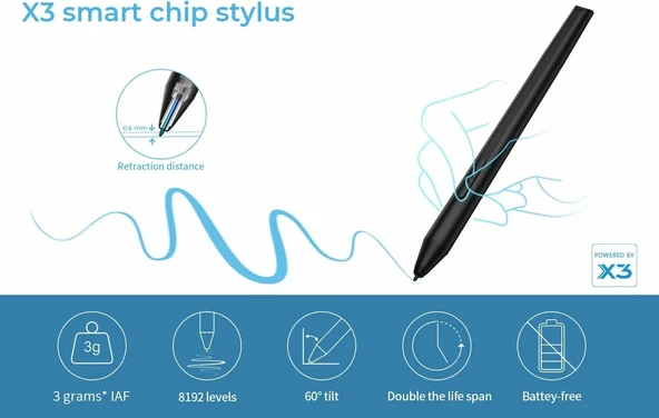 XP-Pen Deco LW Bluetooth Kablosuz Grafik Çizim Tableti 10x6  - Mavi - 2