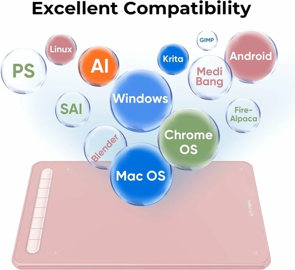 XP-Pen Deco MW Bluetooth Kablosuz Grafik Çizim Tableti 8x5 - Pembe - 4