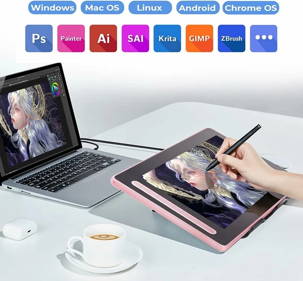 XP-Pen Artist16 Bilgisayar Grafik Tableti 15.4 Inc - Pembe - 4