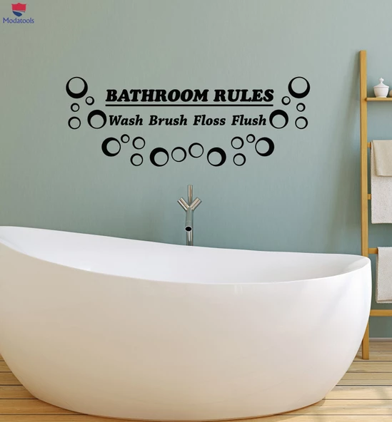 Banyo Dekoratif Duvar Sticker Banyo Kuralları Alıntı Duş Odası Sanat Dekor Çıkartmalar