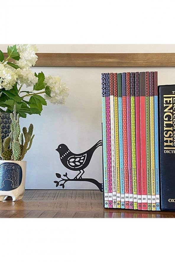 Dekoratif Metal Siyah Kuş Desenli Kitap Tutucu 2 Li Kitap Desteği - 5