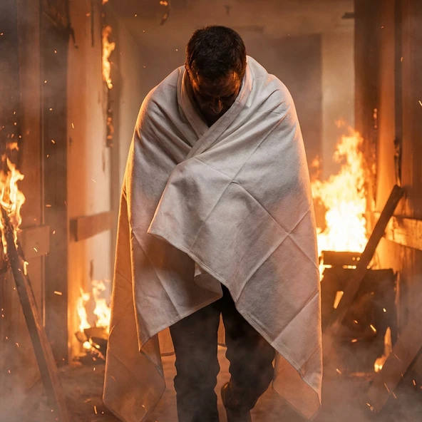 Yangın Söndürme Battaniyesi 100 x 140 cm CE Sertifikalı - Resim 3