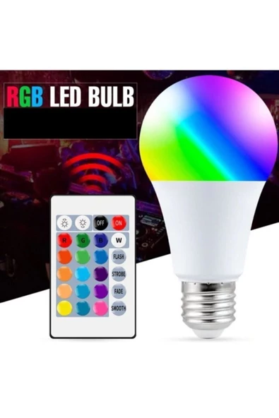 Rgb Kumandalı Led Renkli Ampul 9w (beyaz Işıklı Ve Çok Renkli ) Ayarlanabilir / Kısılabilir - 2
