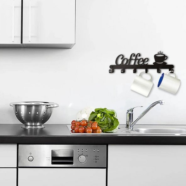 Dekoratif Metal Siyah Mutfak Kupa Ve Fincan Askılığı Coffee Askılık - 3