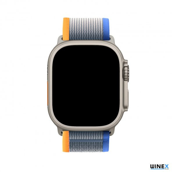 Winex 42-44mm Yeni Nesil Apple Uyumlu Akıllı Saat Kordonu Hasır Mavi Turuncu - 2