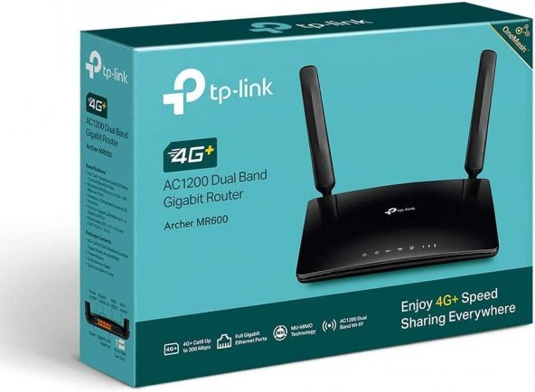 TP-Link Archer MR600, 4G+ Cat6 AC1200 Mbps Wireless Dual-Band Gigabit Router - 7
