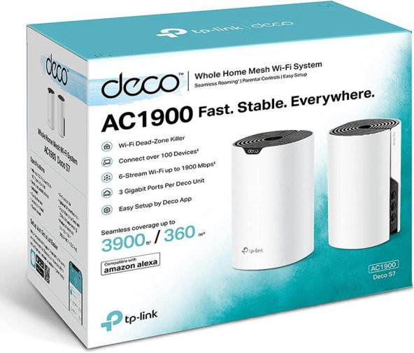 TP-Link Deco S7 (2-pack), AC1900 Mbps Tüm Ev Mesh Wi-Fi Sistemi - 5