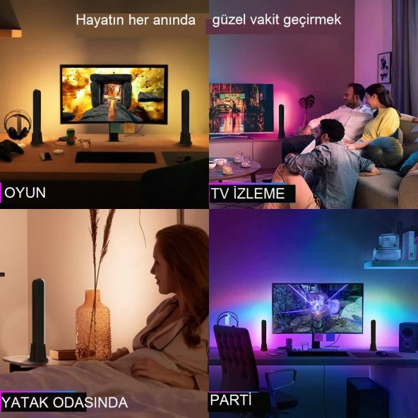 YeniTech-Wifi LED Işık Çubuğu Rgb Atmosfer Ortam Müzik Tv Oyun  Senkronizasyon Dekorasyon Işığı