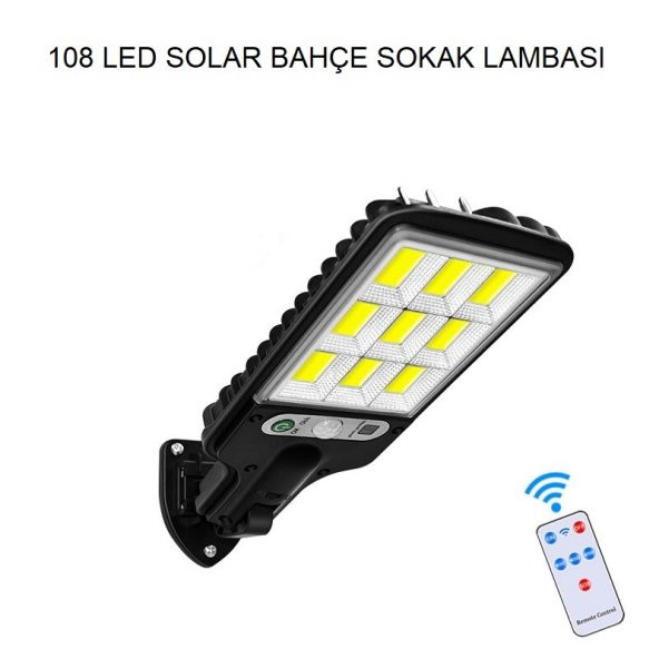 YeniTech 108 Led Solar Güneş Enerjili Bahçe Sokak Aydınlatma Işığı