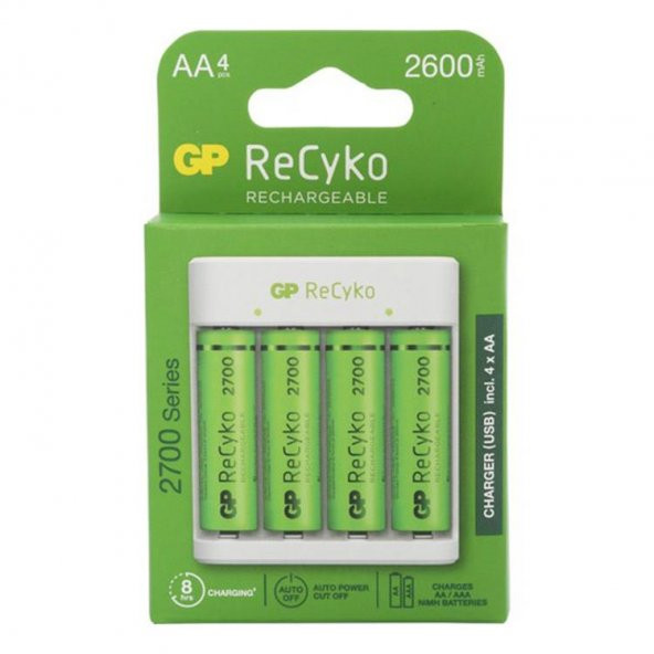 GP Recyko E411 AA 4lü USB Pil Şarj Cihazı - Pil Hediyeli