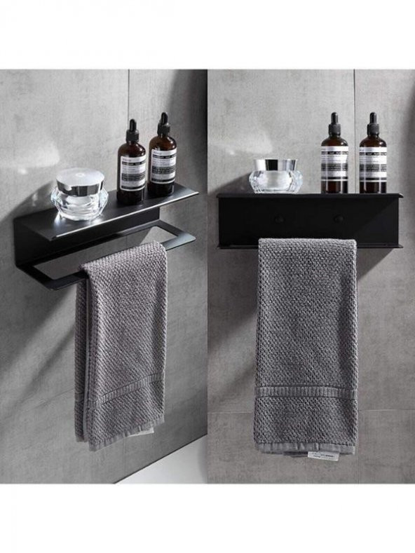 Dekoratif Metal Siyah Mutfak Banyo Rafı Havlu Askılık Duvar rafı Ve Askılık - 3