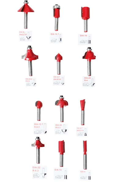 Anadolu Strong 12 Parça Freze Uç Takımı Ahşap Oyma Ağaç Delme Formika Tıraşlama Freze Makinası 6 Mm 12 Parça - 2