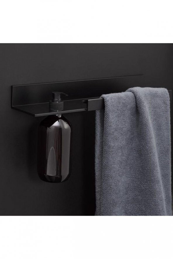 Dekoratif Metal Siyah Havluluk Sabunluk Havlu Askısı Sıvı Sabunluk - 2