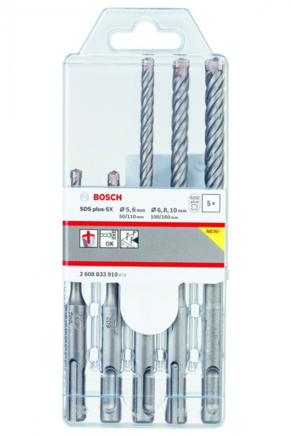Bosch - Sds Plus-5x Serisi Kırıcı Delici Matkap Ucu 5 Parça Set (5,6 X 110 Mm, 6,8,10 X 160 Mm) - Resim 2