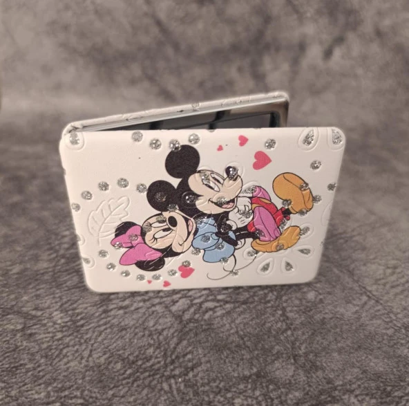 Cep Ayna Makyaj Çanta Seyehat Taşınabilir Mickey Minnie Mouse Ayna Kozmetik Büyüteç Kompakt - 5