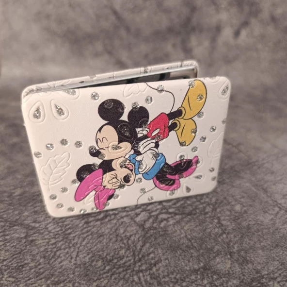 Cep Ayna Makyaj Çanta Seyehat Taşınabilir Mickey Minnie Mouse Ayna Kozmetik Büyüteç Kompakt - 6