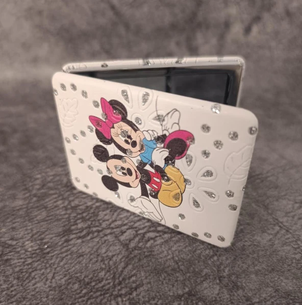 Cep Ayna Makyaj Çanta Seyehat Taşınabilir Mickey Minnie Mouse Ayna Kozmetik Büyüteç Kompakt - 7
