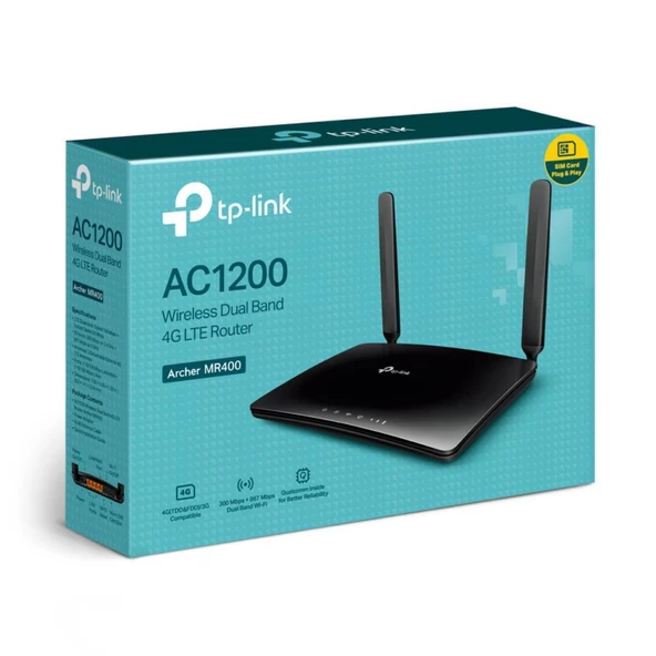 TP-Link Archer MR400 AC1200 Wireless Dual Band 4G LTE Router (Sim Kartlı) - 3
