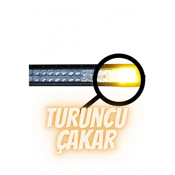 Led Bar Turuncu - Beyaz Işık Yayıcı Uzun Ince Off Road Led 107cm Flaş Işıklı EE127