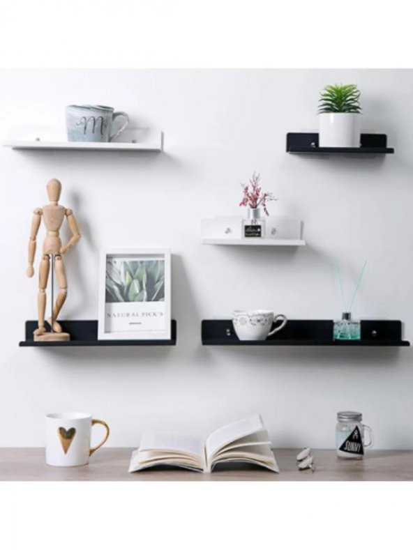 Metal Siyah Duvar Rafı Mutfak Banyo Oda Rafı 20 cm 30 cm 40 cm 3 lü Paket - 2