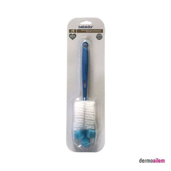 Bebedor Süngerli Biberon Ve Emzik Temizleme Fırça Seti Mavi