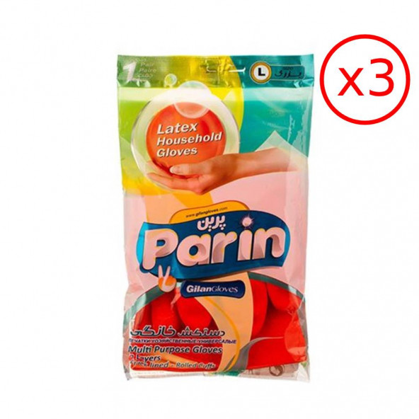 Parin Bulaşık Eldiveni Kırmızı L x 3 Paket
